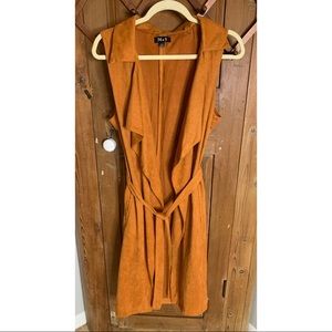 36.5 Anthropologie suede sleeveless belted duster